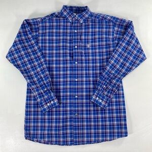 Ariat Pro Series Men’s Medium Plaid Button Down Shirt Long Sleeve Blue Western